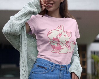 Anime Manga Girl Kawaii Anime Style Graphic T-Shirt Shirts Pink Apparel Comfy Shirts Anime Shirt Gamer Girl