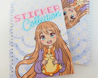 Linda chica anime con cachorro libro de pegatinas reutilizables