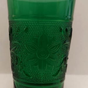 Vintage Forest Green Indiana Glass Sandwich Juice Glass Cup Fancy Drinking