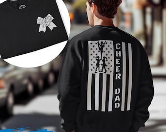 Sudadera personalizada Cheer Dad: jersey con bandera estadounidense