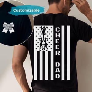 Camiseta personalizada para papá animador para hombre, regalo para el Día del Padre, camisa de animadora, espíritu de equipo, papá animador de competición, papá animador, equipo con bandera estadounidense