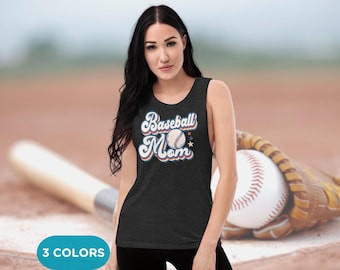 Camiseta sin mangas con músculos de Baseball Mom, espalda deportiva para mujer