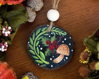 Hand Painted Ornaments | Small Wood Slice | Rustic Fall Art  | SET 1