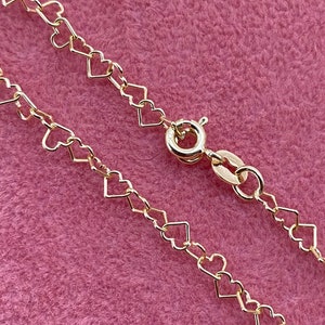 9ct Gold Heart Anklet, Stamped 375 9ct Gold