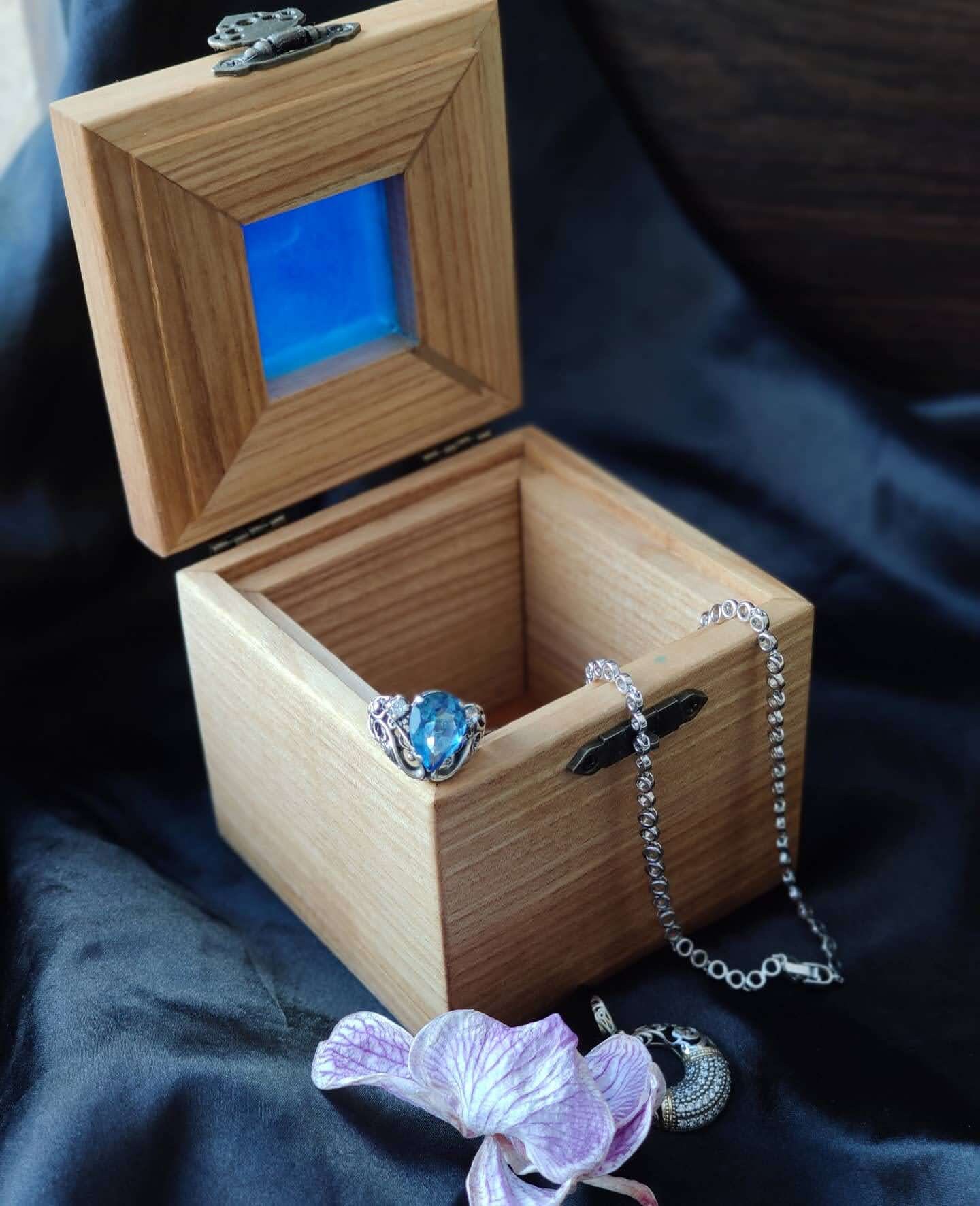 Box epoxy wood box Jewerly box Etsy