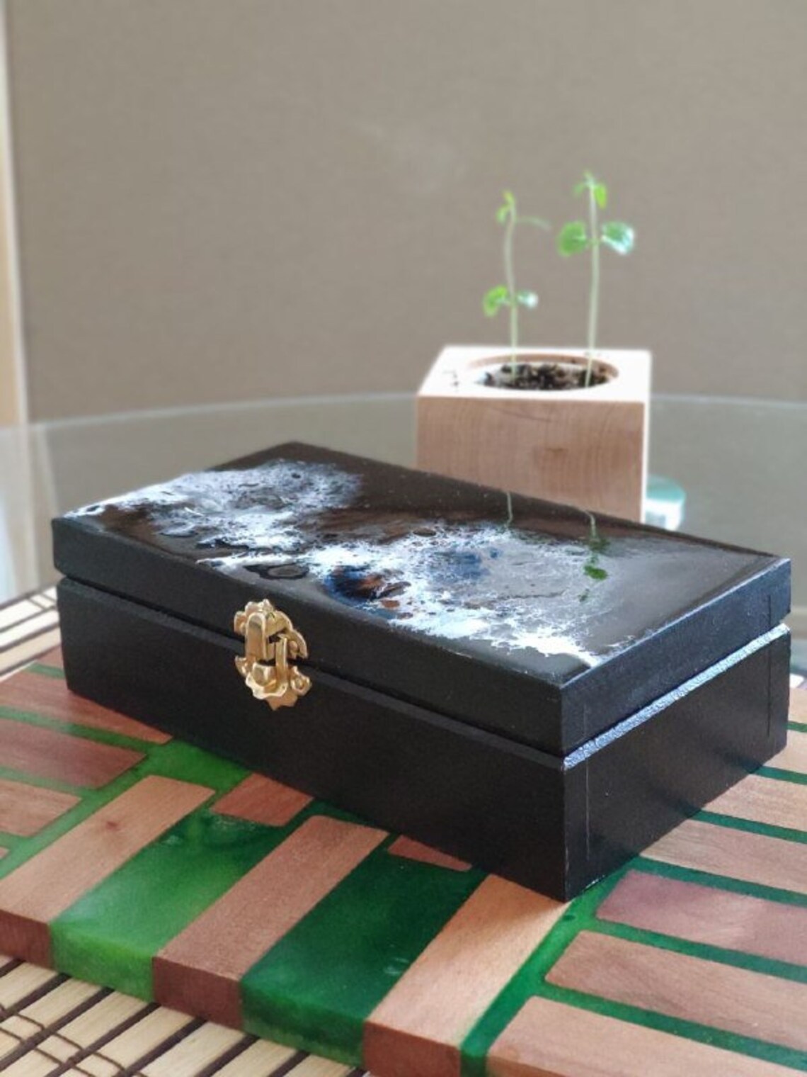 Epoxy wood box jewerly box money box Etsy