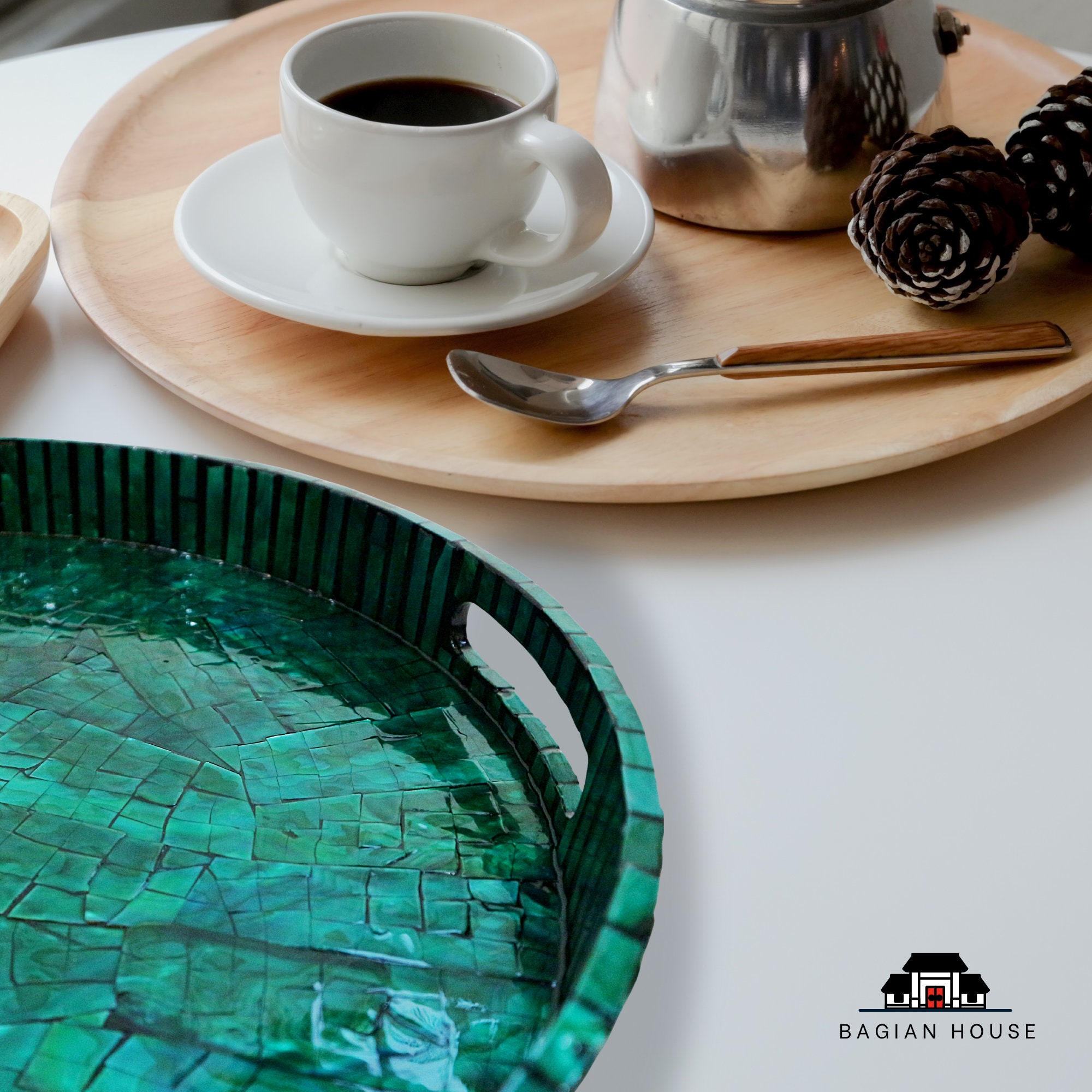 Round Coffee Table Tray Home Decor Handmade Serving Tray Etsy