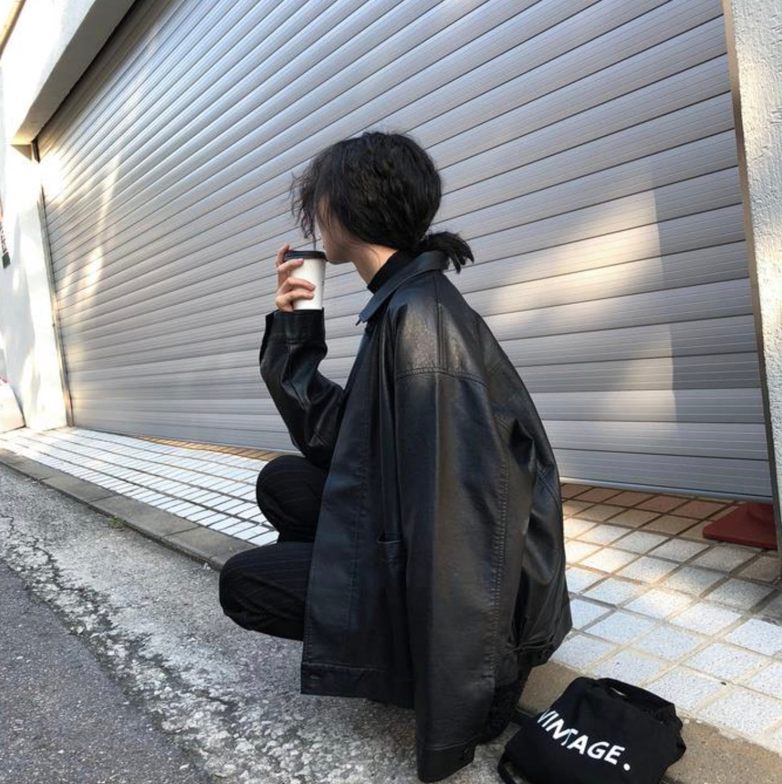 Winter Black Leather Jacket Women Korean Thin Loose Moto Etsy