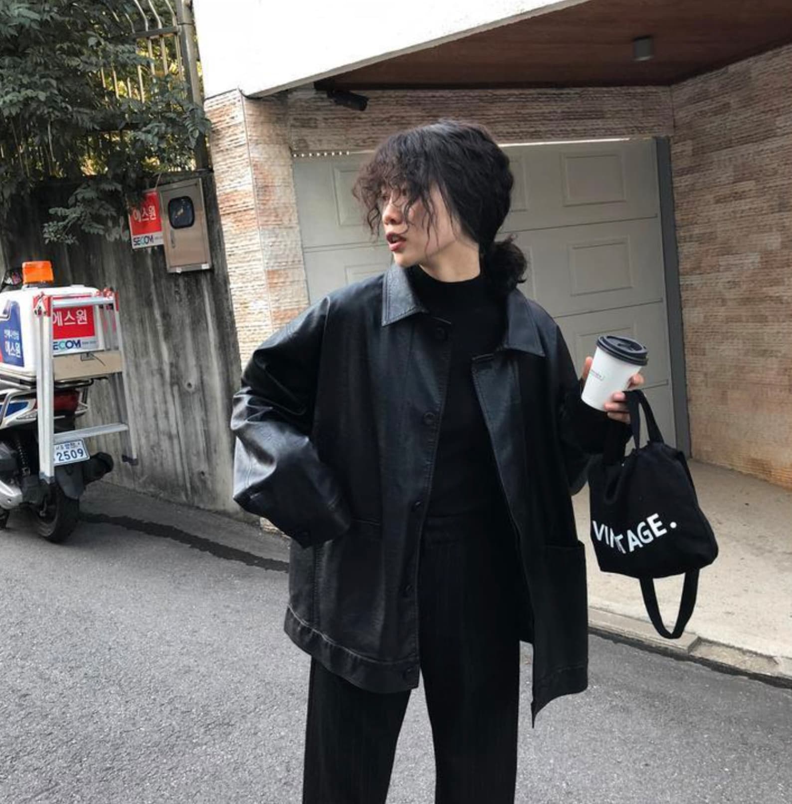 Winter Black Leather Jacket Women Korean Thin Loose Moto Etsy