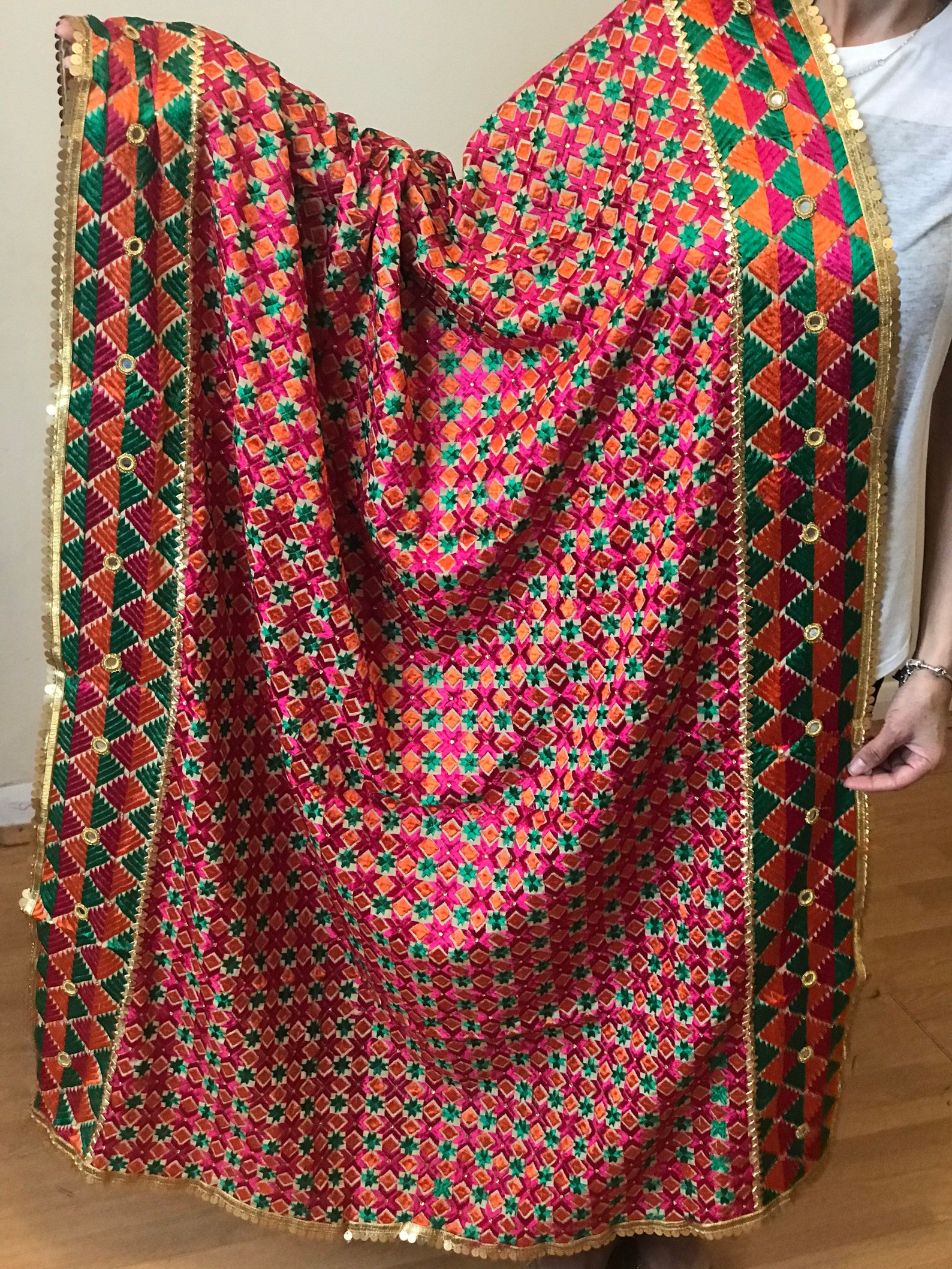 Soft premium quality Indian phulkari duppatta / bridal shawl | Etsy