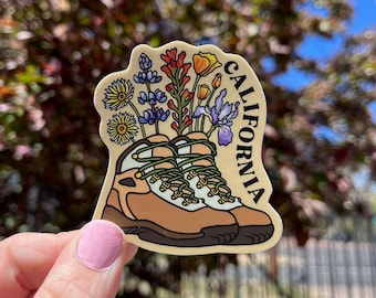 State Native Plants Hiking Boot Stickers, Utah, Minnesota, Wyoming, Montana, Colorado, California, Washington, Wildflower Sticker, Christmas