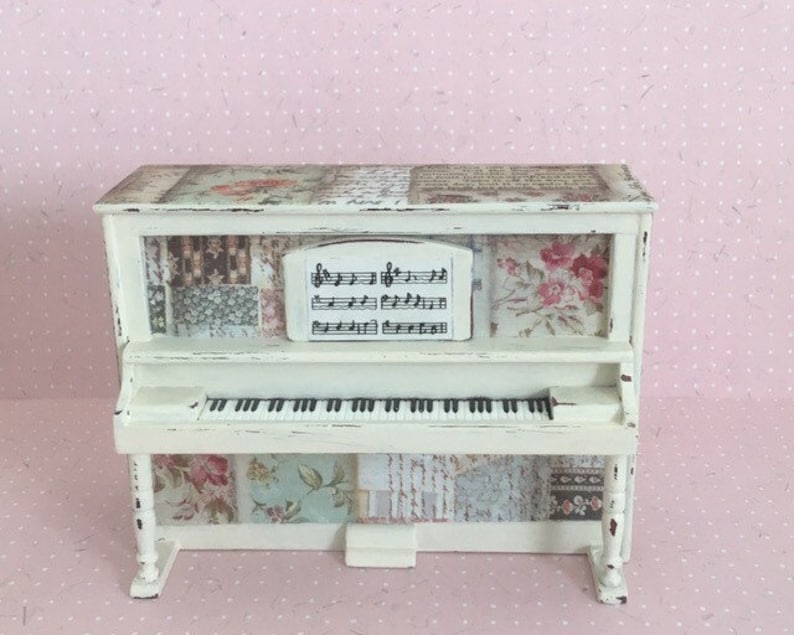 Dolls Miniature House Furniture Hand Decorated Piano