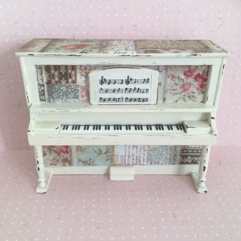 Dolls Miniature House Furniture Hand Decorated Piano