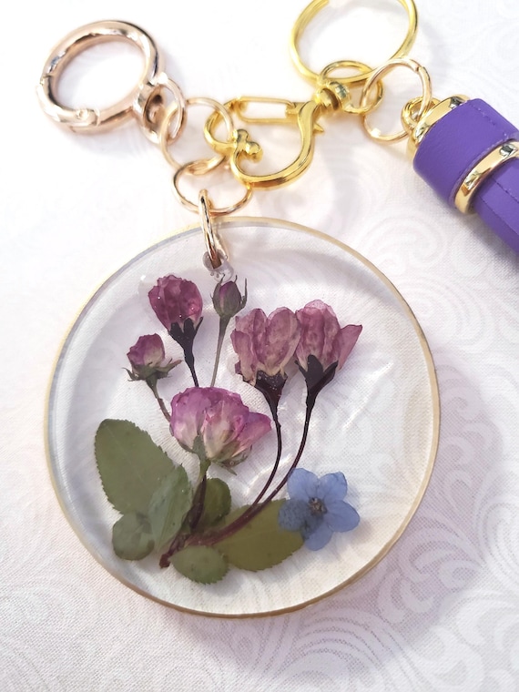 アクセサリー KEYHOLDER FLOWER-ETCHEDLNECKLACE Resin Flower Keychain: Handmade Pressed Flower Tassel Key Holder