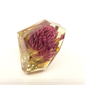 Statement Ring, Resin Adjustable Ring, Gold color Band. Real Flower Jewelry, Large Resin Rings, Handmade, Hand-crafted Resin Jewelry w/Love.