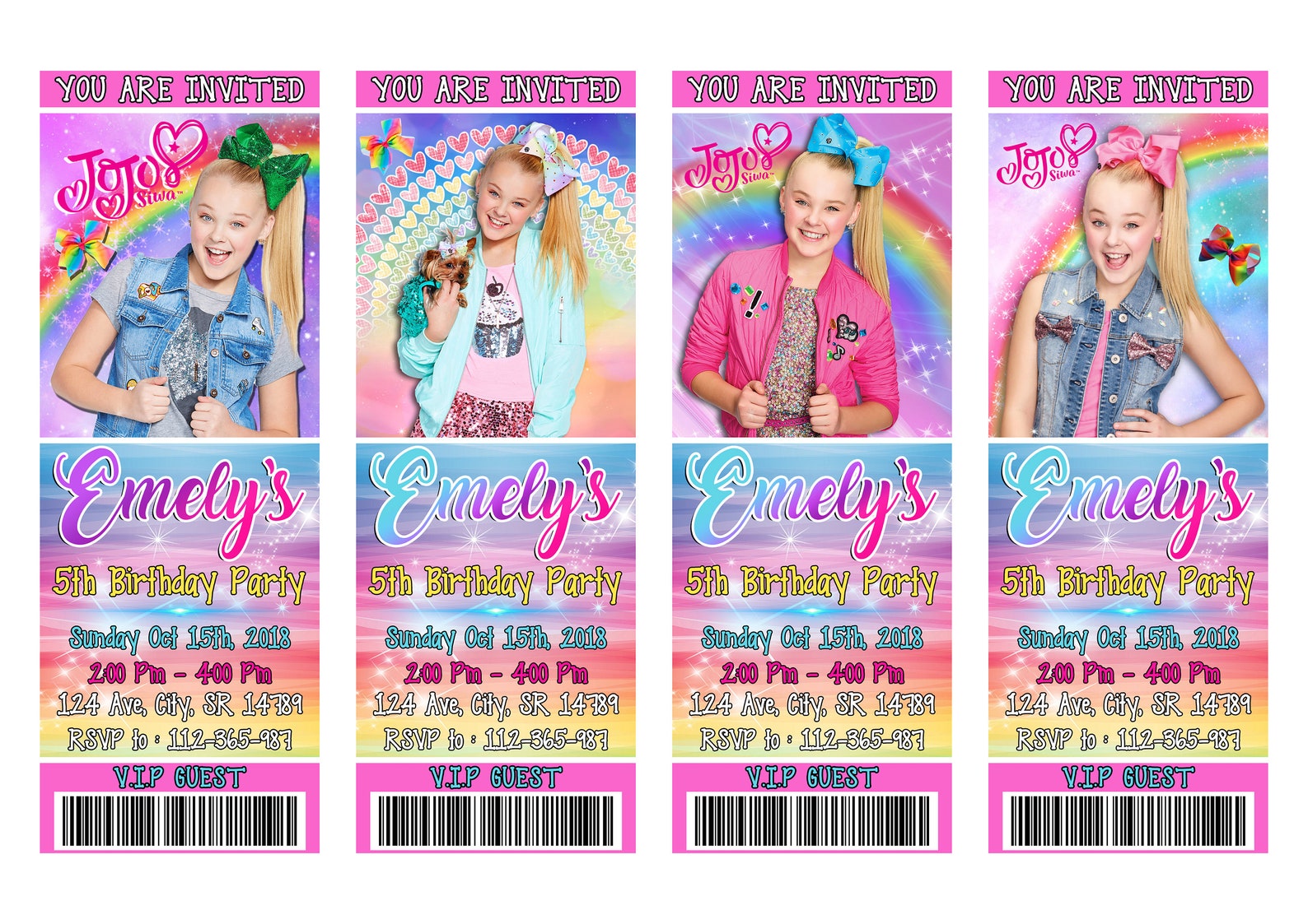 Jojo Siwa Ticket Invitation Jojo Siwa Party Ticket Jojo Siwa Etsy
