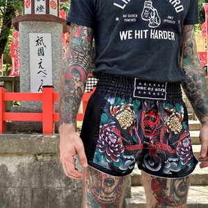 Irezumi Japanese Tattoo Muay Thai Boxing Shorts image 1
