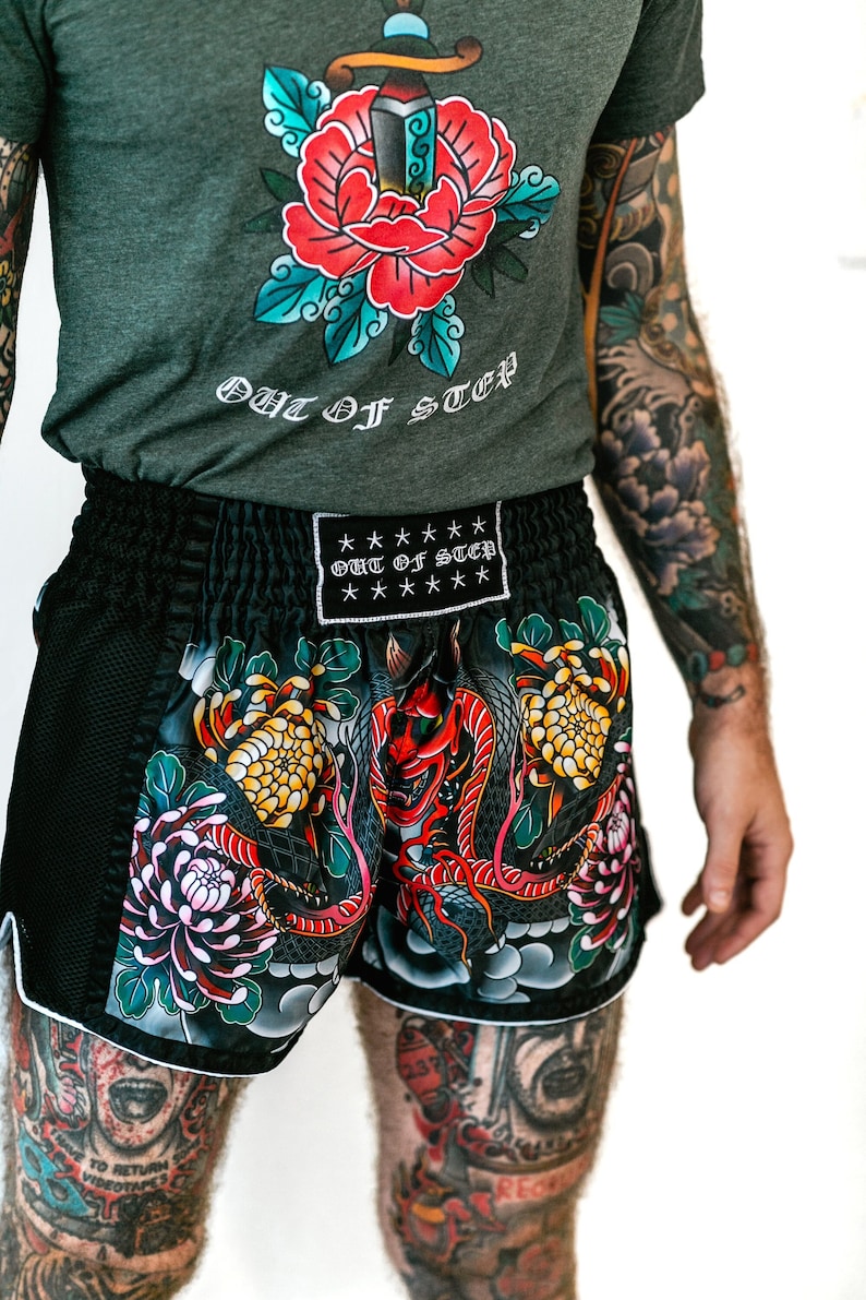 Irezumi Japanese Tattoo Muay Thai Boxing Shorts image 6