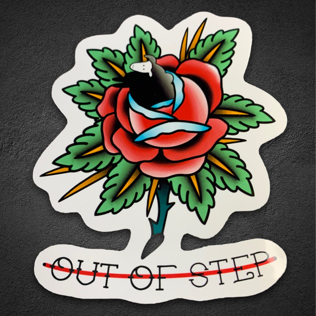 Out of Step Minor Threat Black Sheep Rose Traditional Tattoo Etsy