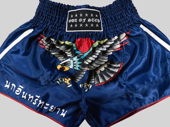 Eagle Tattoo Muay Thai Boxing Shorts with Velcro Pockets