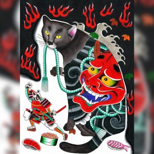 Japanese Tattoo Irezumi Bundle No Cure For Fools Monmon Cat Etsy