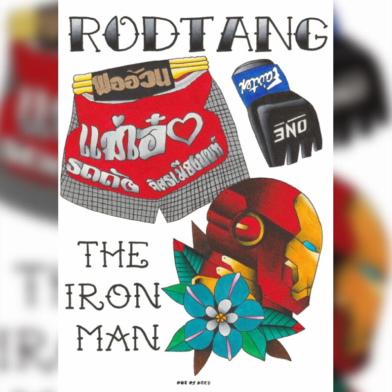 Rodtang The Iron Man Tattoo Flash Sheet Art Print Etsy