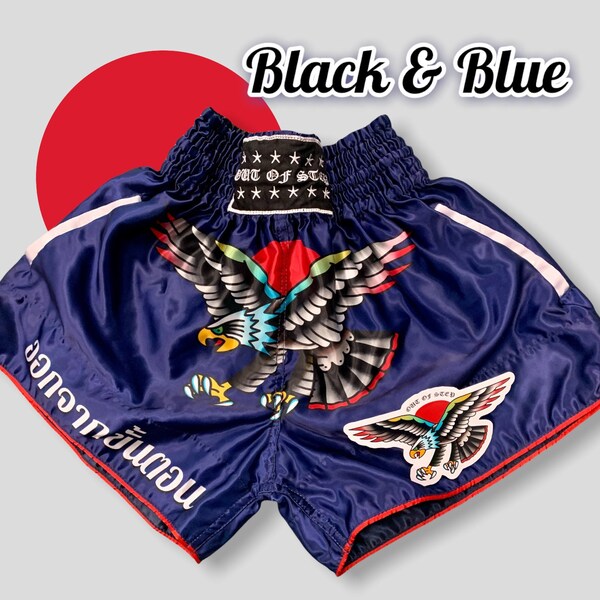 Eagle Tattoo Muay Thai Boxing Shorts w/ Velcro Pockets