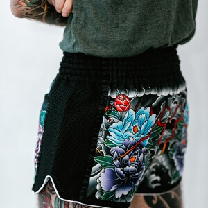 Tattoo Japanese Elemental Print Muay Thai Boxing Shorts