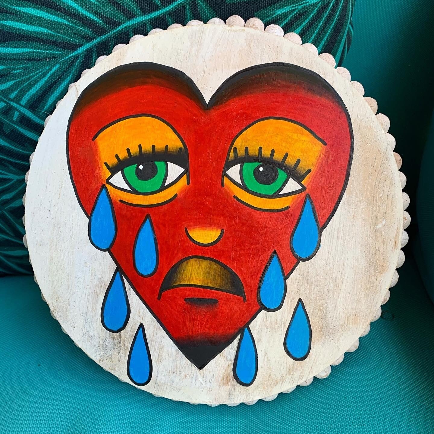 Hand Painted Ornamental Table Stand Bert Grimm Crying Heart Etsy