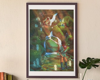Priness Mononoke "Ashiataka y San" estudio Ghibli Fanart Kunstdruck/ Póster