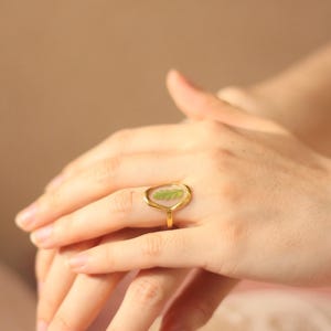 real fern Forest pressed flower Ring, size adjustable, unique jewelry, Dried flowers in resin, Stainless Steel botanical jewelry