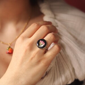 Handmade Rose Ring, Ring, Rose Resin Ring, Real Flower Wedding Gift, Sister Gift, Gift for Her, Stainless Steel