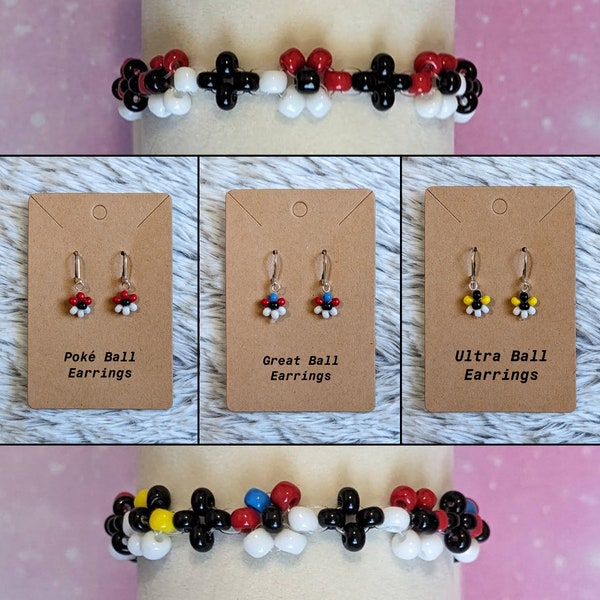 Pokeball Bracelets and Earrings