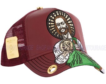 Red Monkey San Judas 2 Burgundy Limited Unisex Trucker Hat RM1480 Cap + Coin