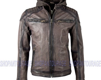 Mauritius Vinn Hooded 100% New Genuine Lambskin Fashion Leather Jacket For Men