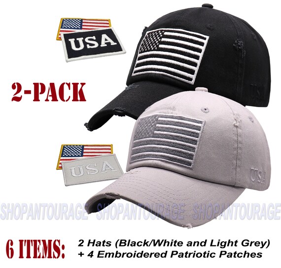 American Flag Unisex Vintage Baseball Hat : 6 Pack ANTOURAGE 2 Pack: American Flag Vintage Baseball Hat for Men  main image 4