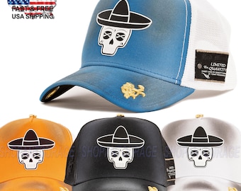 Red Monkey Sombrero Sugar Skull Limited Unisex Trucker Hat Cap RM1470 | 4 Colors