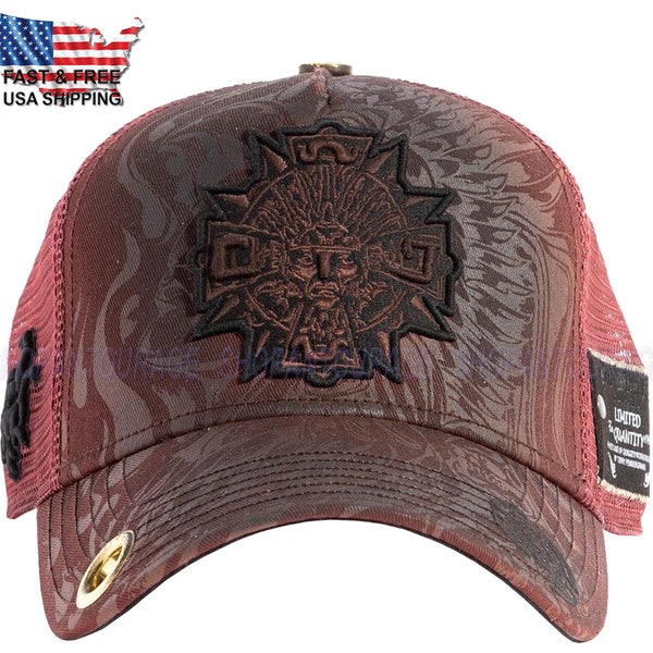 Red Monkey Aztec Medallion Burgundy RM1247 New Limited Edition Unisex Trucker Hat Cap