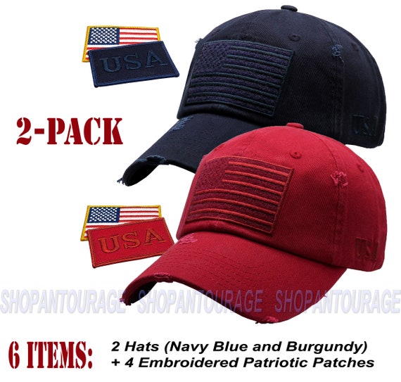 ANTOURAGE 2 Pack: American Flag Vintage Baseball Hat for Men 