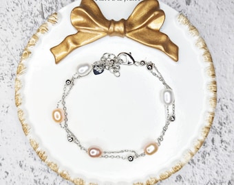 Double Layer Freshwater Pearl Beaded Bracelet, gift for her, freshwater pearl bracelet, pearl beaded,