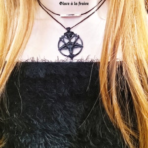 Baphomet Pentagramm Anhänger Satanic Symbol Goth Choker, Gothic Halskette, Goth Halskette, Teufel Halskette, Teufel Halsband. Gothic Choker