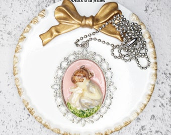 Cameo Necklace, Necklace, Gift for Her, Jewellery, Cameo Pendant, Bunny Necklace, rabbit