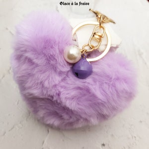 Flauschige Herzform Pompom Schlüsselanhänger, Herz Schlüsselbund, Geschenk für Sie, Schlüsselbund Geschenk, Handtasche Accessoire, Haus Wärmen Schlüsselbund Geschenk