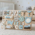 Personalized Baby Boy Gift - Wooden Name Puzzle, Custom Busy Board