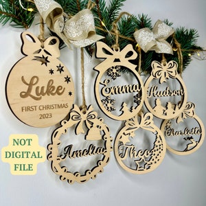 Custom christmas wood ornaments Wooden christmas name tags Personalized Christmas Ornaments