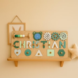 Name Puzzle 1st Birthday Gift Personalized Busy Board 1 year old Gifts Baby Boy Girl