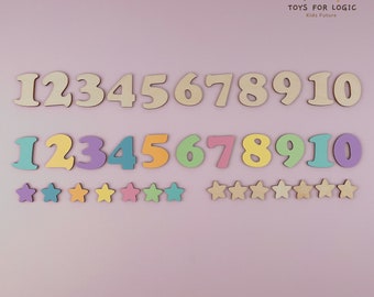 Busy board Parts, Wooden numbers, stars Busy board details Busy board pieces Wooden star