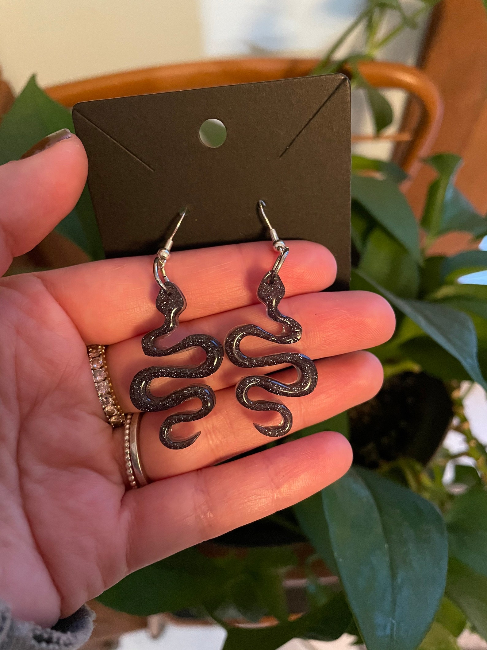 Snake dangle earrings statement drop earrings handmade Etsy