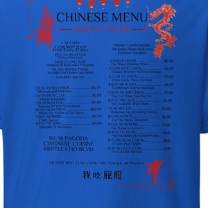 Menu Chinês Humor Adulto Camiseta clássica unissex