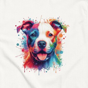 Colorful Splatter Pitbull Puppy Art T-Shirt | Animal Lover Gift